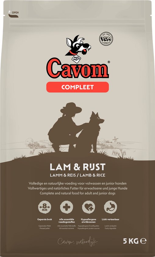 Cavom Compleet Lam & Rijst - geperste brokken - 5kg