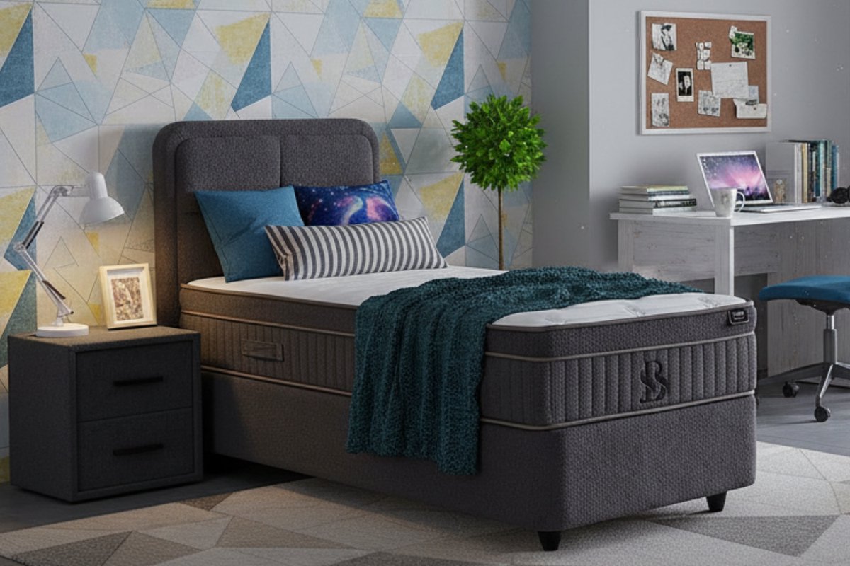 BSS Bedding Leobedd - Boxspring - Boxspring voor Volwassenen en Kinderen - 120x200 Grijs