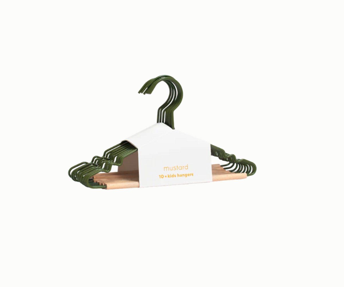 Mustard - Kids top hangers - Kapstokken voor kinderen - Set van 10 - Olive
