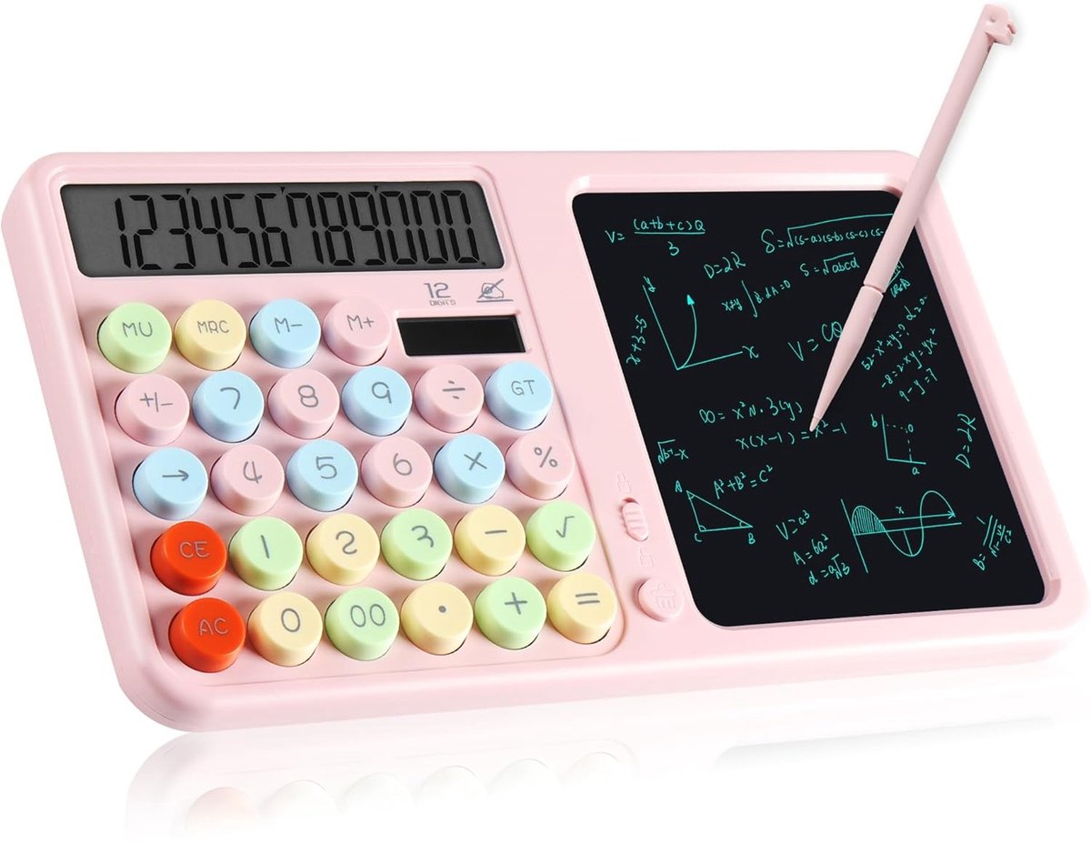 carmdering - Grote Bureau Rekenmachine - Rekenmachine - rekenmachines - Rekenmachine Met Schrijfblok - Draagbare opvouwbare rekenmachine - 2-in-1 LCD-rekenmachine met notitieblok - voor kantoor, thuis, school en universiteit (zwart)