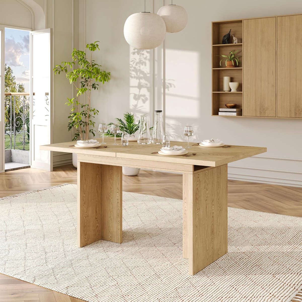 Uittrekbare Eettafel 110-130 cm - Compacte Keukentafel met Opbergruimte - Modern bruin Hout - Verlengbaar tot 6 Personen - 110/130x70x75 cm - Vermissen