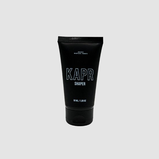 Zwarte tube KAPR Shaper, 50 ml, met de tekst 'KAPR SHAPER' en merknaam.