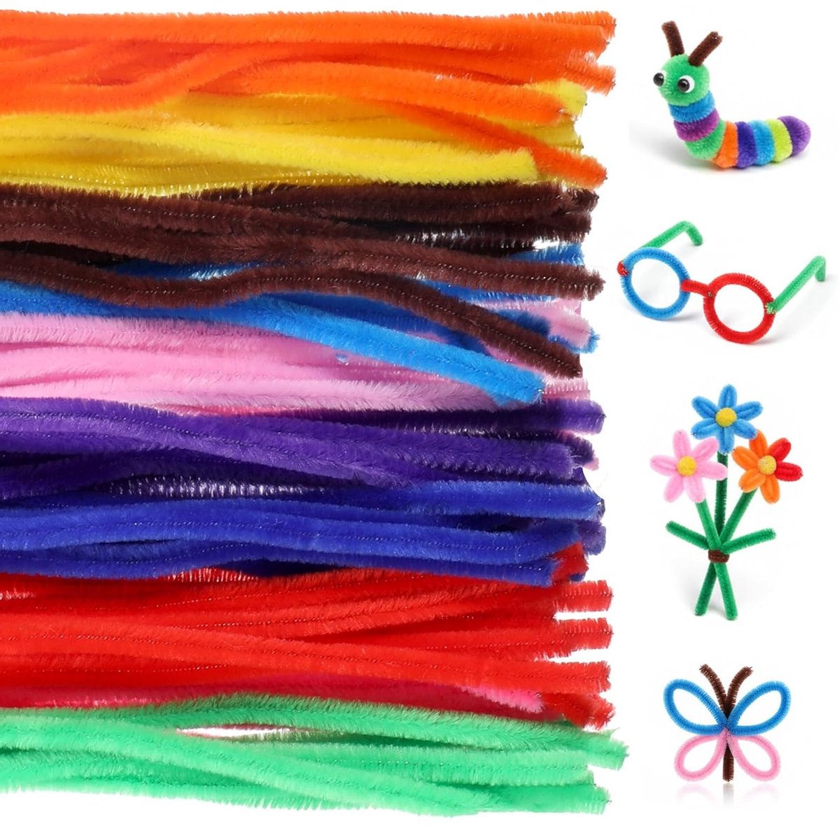 100 Kleurrijke Pijpenragers van 30 cm voor Creatieve Knutselprojecten, Decoraties en Ambachten