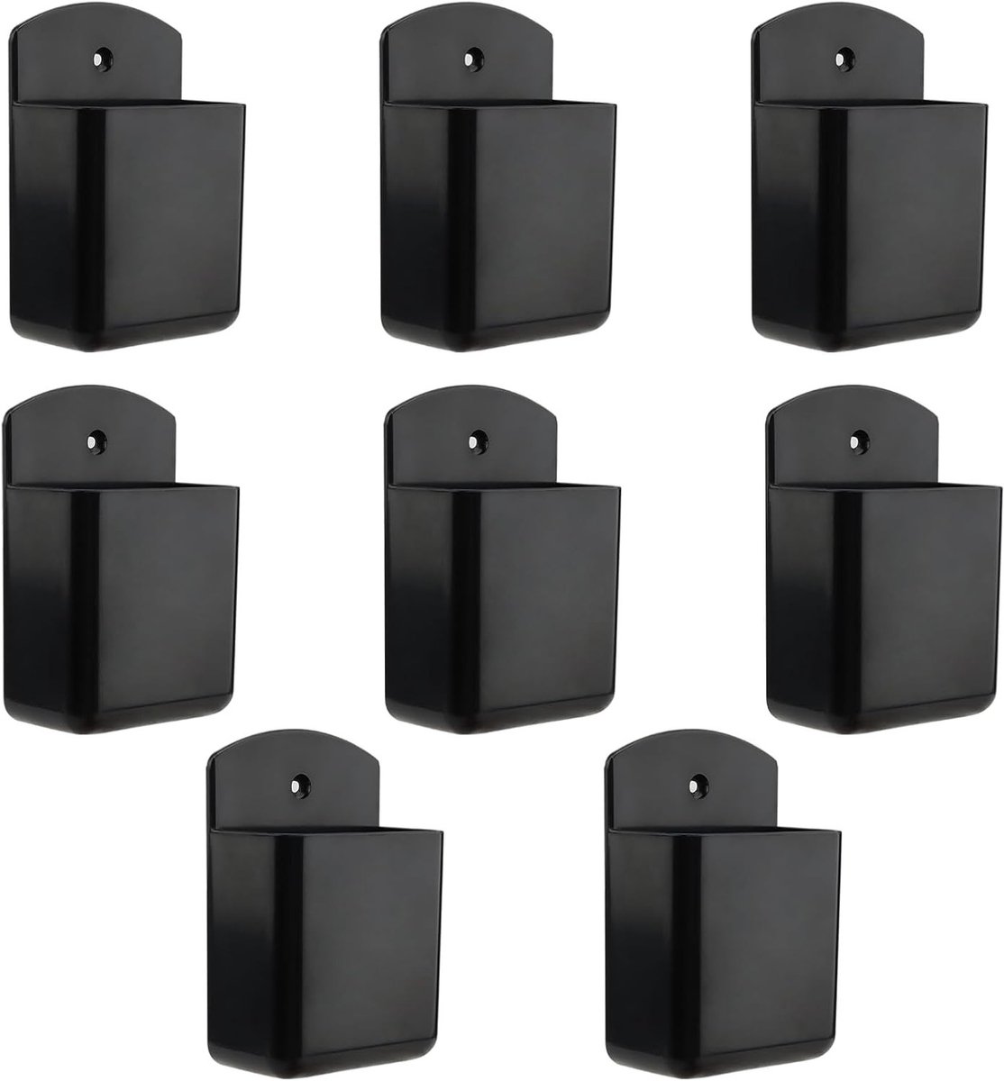8 Stuks Afstandsbediening Houder Zwart Zelfklevend Wandmontage Opbergdoos voor Media Speler, Smartphone en Opladen