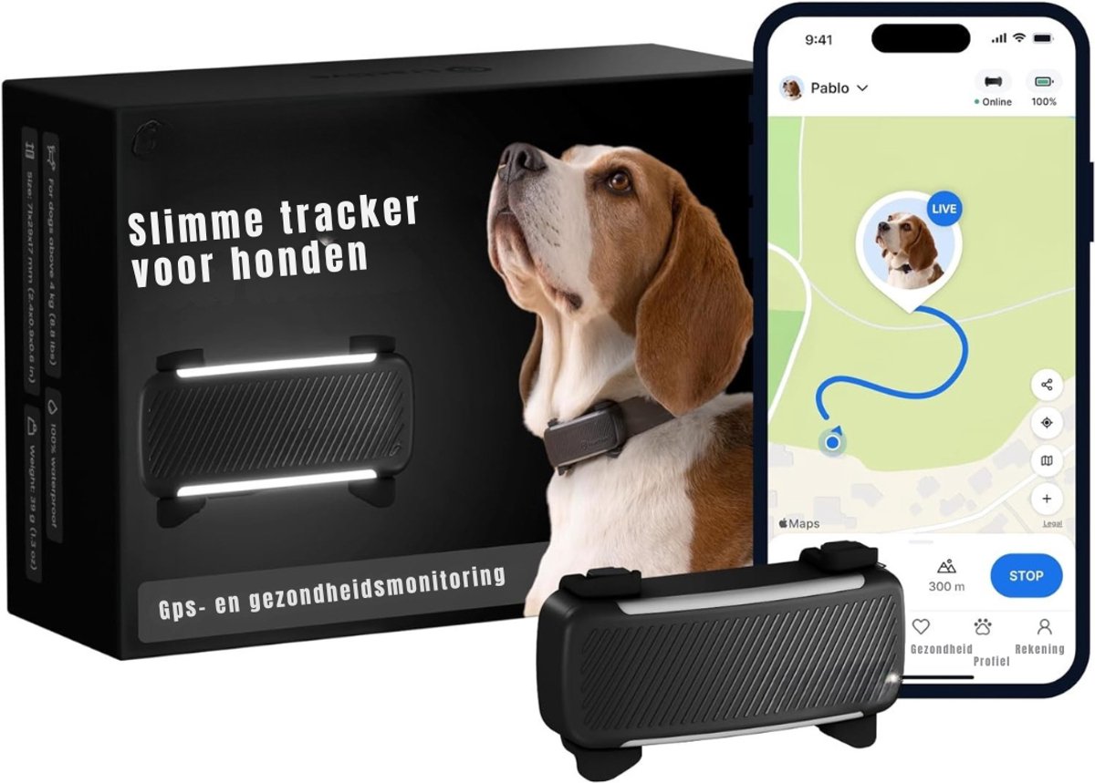 RUX® GPS Tracker hond - GPS Tracker - GPS Trackers - Zwart - 32cm x 19cm x 1cm; 37 g
