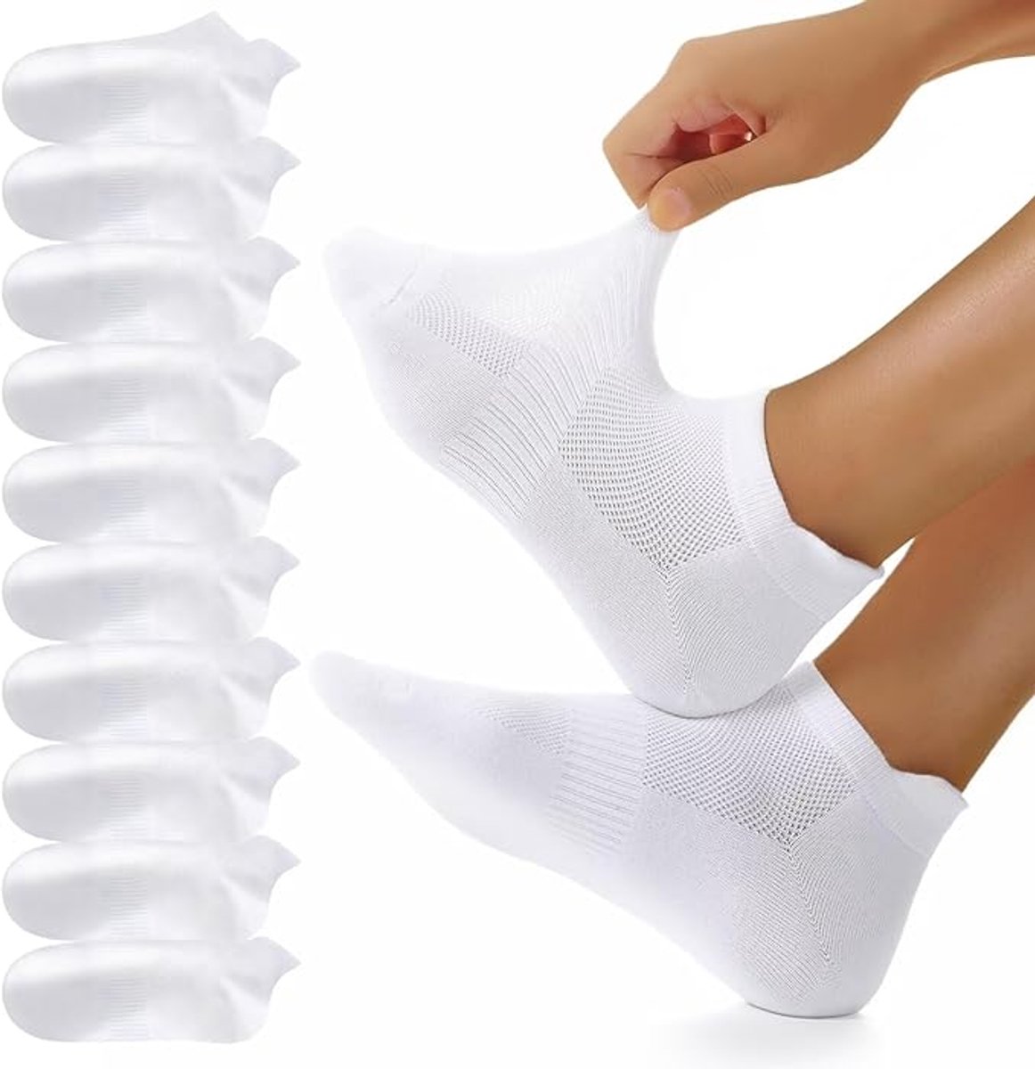 10 paar lage katoenen enkelsokken voor heren en dames - ademende en antislip sportsokken