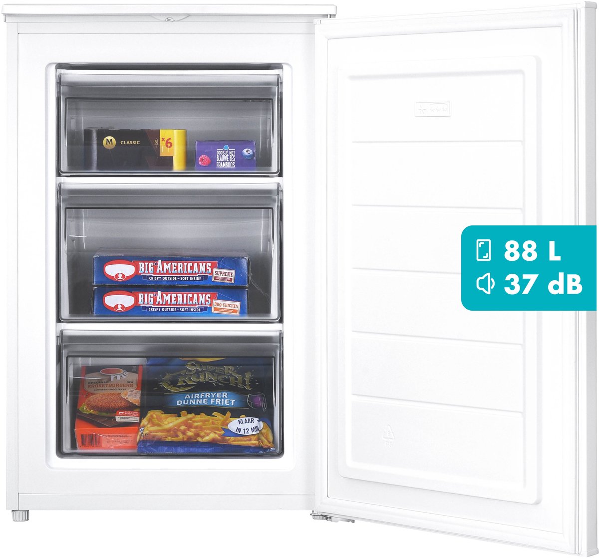 Bol.com Tomado TFT5501W Tafelmodel vriezer energiezuinig - 88 liter - 55 cm breed - Stil: 37 dB - Energielabel C - Diepvries - C... aanbieding