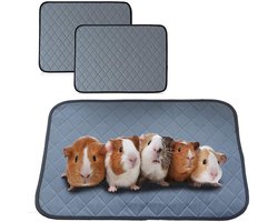Herbruikbare Pads Voor Cavia's - 2 stuks 45 x 60 cm - Cavia Fleece Liner met Antislip dots - Strooiselmat - Bodembedekking Knaagdieren en Konijnen - Wasbare En Superabsorberende Pads Kooimat - Lekvrije Urinemat Voor Konijnen, Hamsters En Cavia's