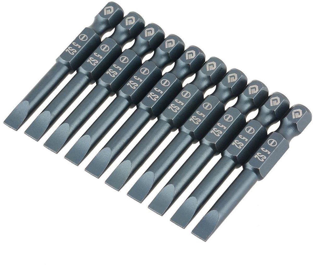 Byshayne - Schroevendraaier Bits - 10 Stuks - Magnetisch - 50 mm - S2 Staal - Platte Kop - Voor Algemeen Gebruik - Variëteitspakket