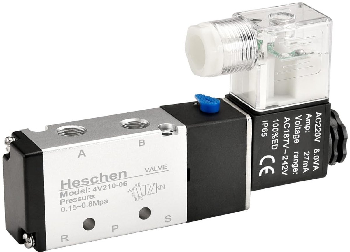 Byshayne - Pneumatische Solenoïde Ventiel - 5 Weg 2 Positie - AC220V - PT1/8 - Efficiënt en betrouwbaar - Geschikt voor industriële toepassingen - A..