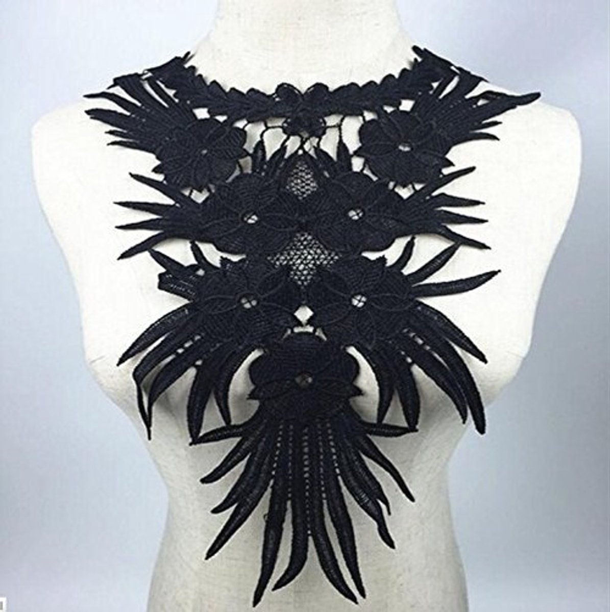 Byshayne - Lace Collar - Vintage Haak Kraag - Romantisch en Creatief - Zwart - DIY Naaien - Geschikt voor Alle Gelegenheden - Floral Design
