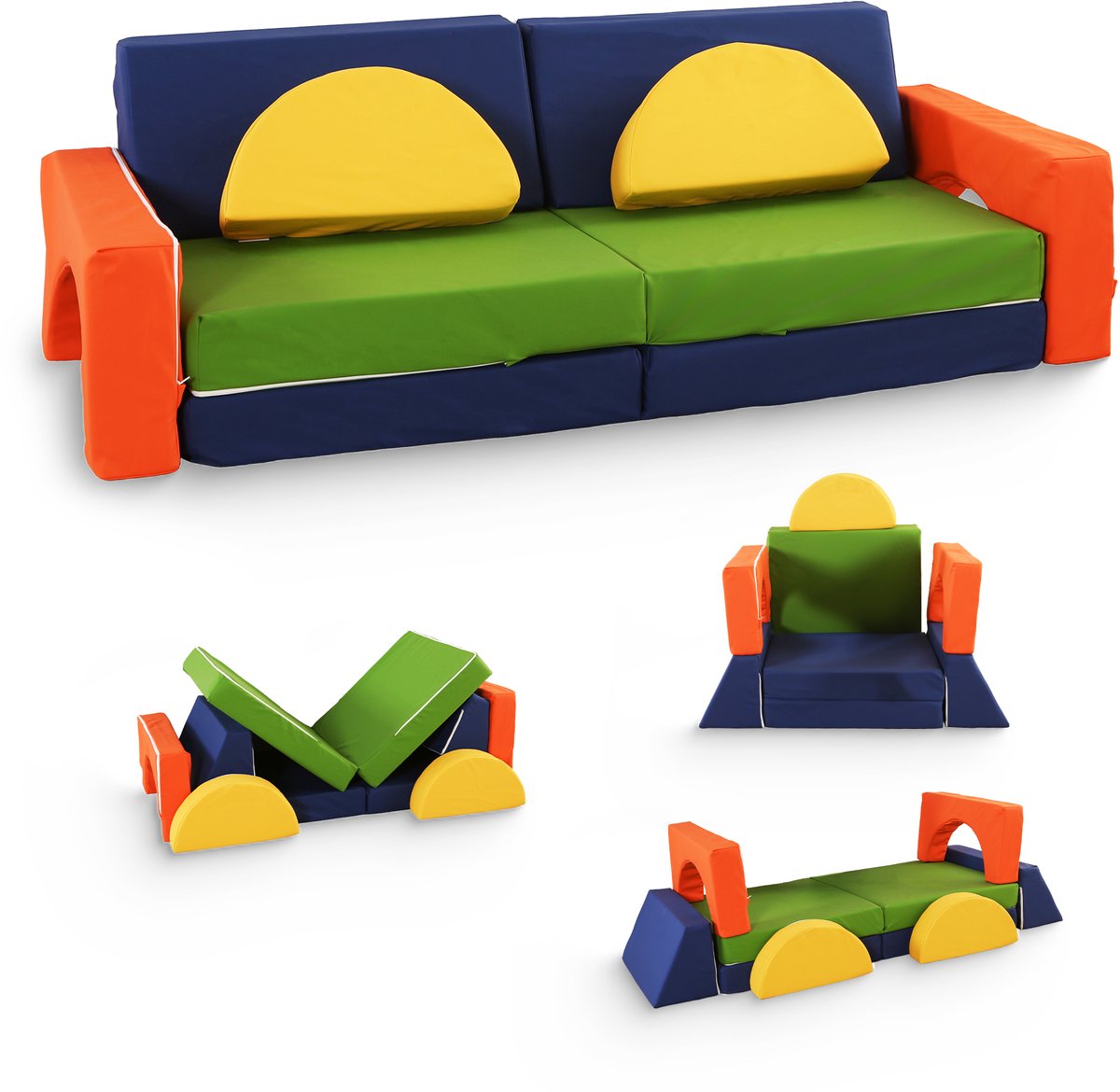 Modulaire Speelbank Kinderen 10-delig – Kinderbank Speelsofa – Play Couch – Speelbank Kinderkamer – Schuimkussen – Kinderzetel – Kinderstoel – Slaapbank – Hutten Bouwen – Wasbaar – Montessori Speelgoed Peuter -