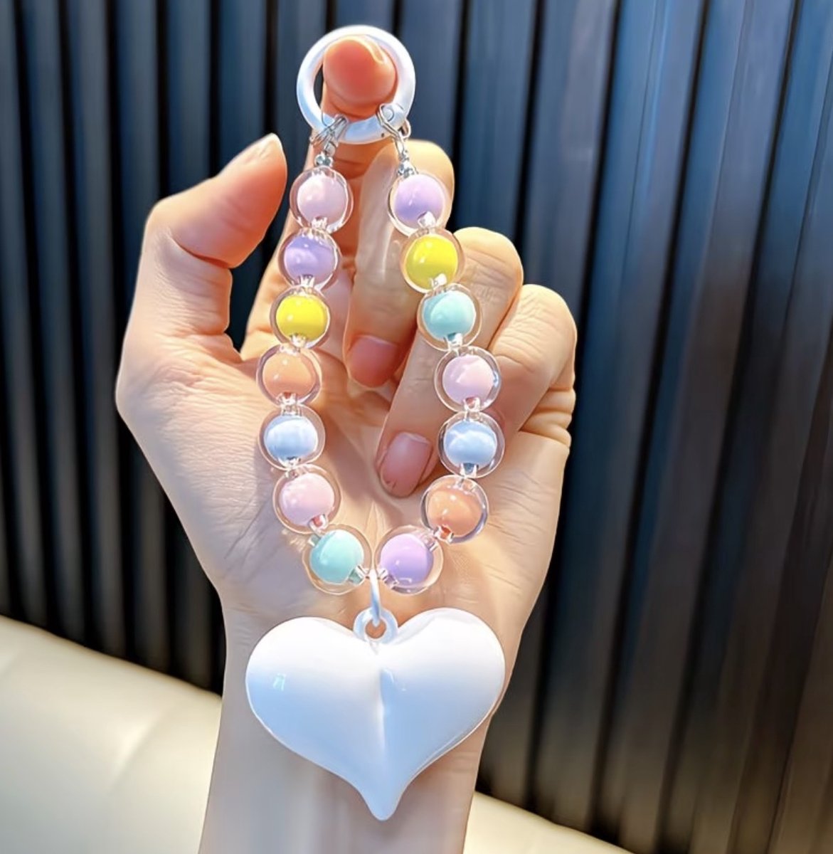 She life style - Kralen Sleutelhanger / tassenhanger of telefoonkoord met een Kleurrijk ketting met Hart