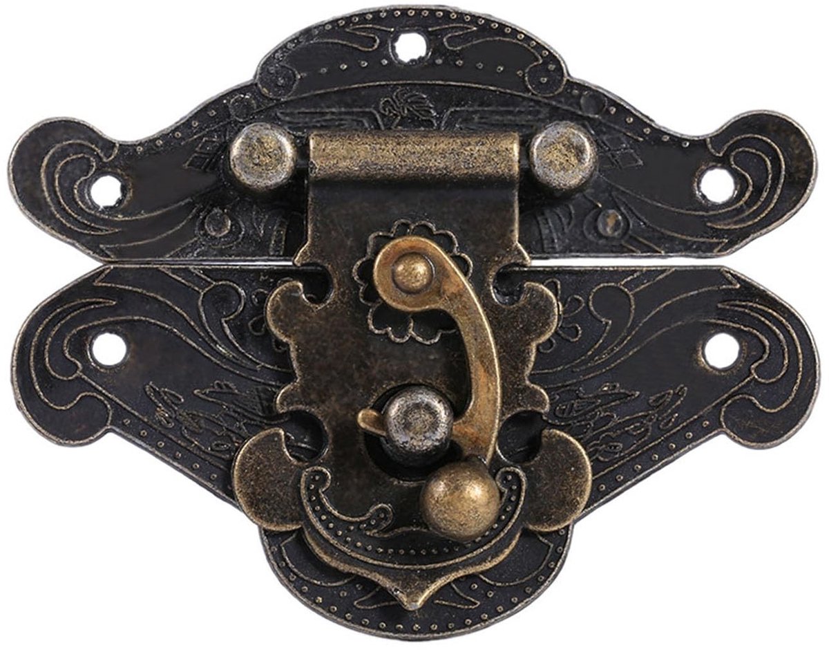 Allecto - Kabinet Box Lock Hasp - Antieke Retro Vergrendeling - 66 x 54mm - Decoratieve Kast Slot - Geschikt voor Juwelenboxen - Vintage Design