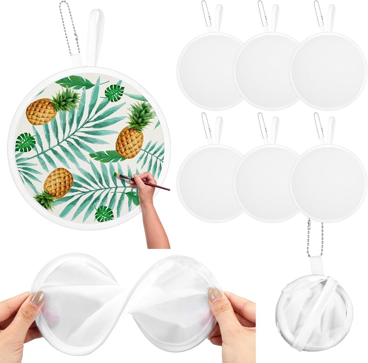 Handwaaier - Spaanse Handwaaier - Verkoeling Waaiers voor Zomerse Themperatuur - Waaier Festival - Chinese Waaier - Festival Waaier - Verkoelend - Handventilator - Tegen Opvliegers - Ronde opvouwbare - 6 Stuks - Wit Fruitkleur - van Imperatoris