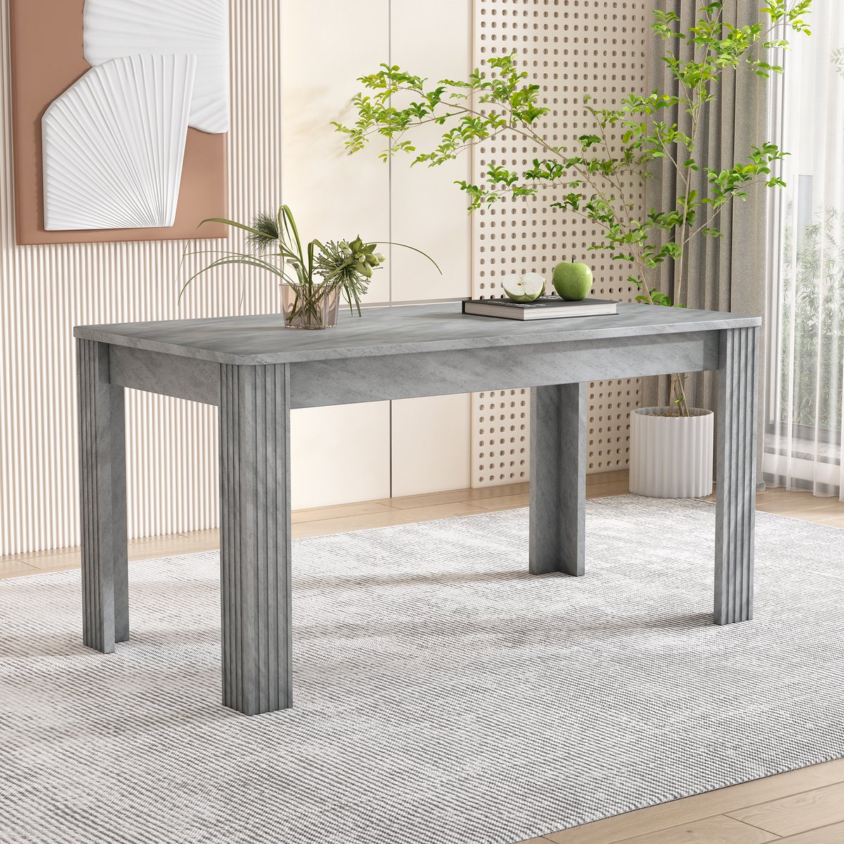 Welltin Eettafel - Keukentafel - 116 x 65 x 75 cm - Modern design - voor keuken en woonkamer - Grijs