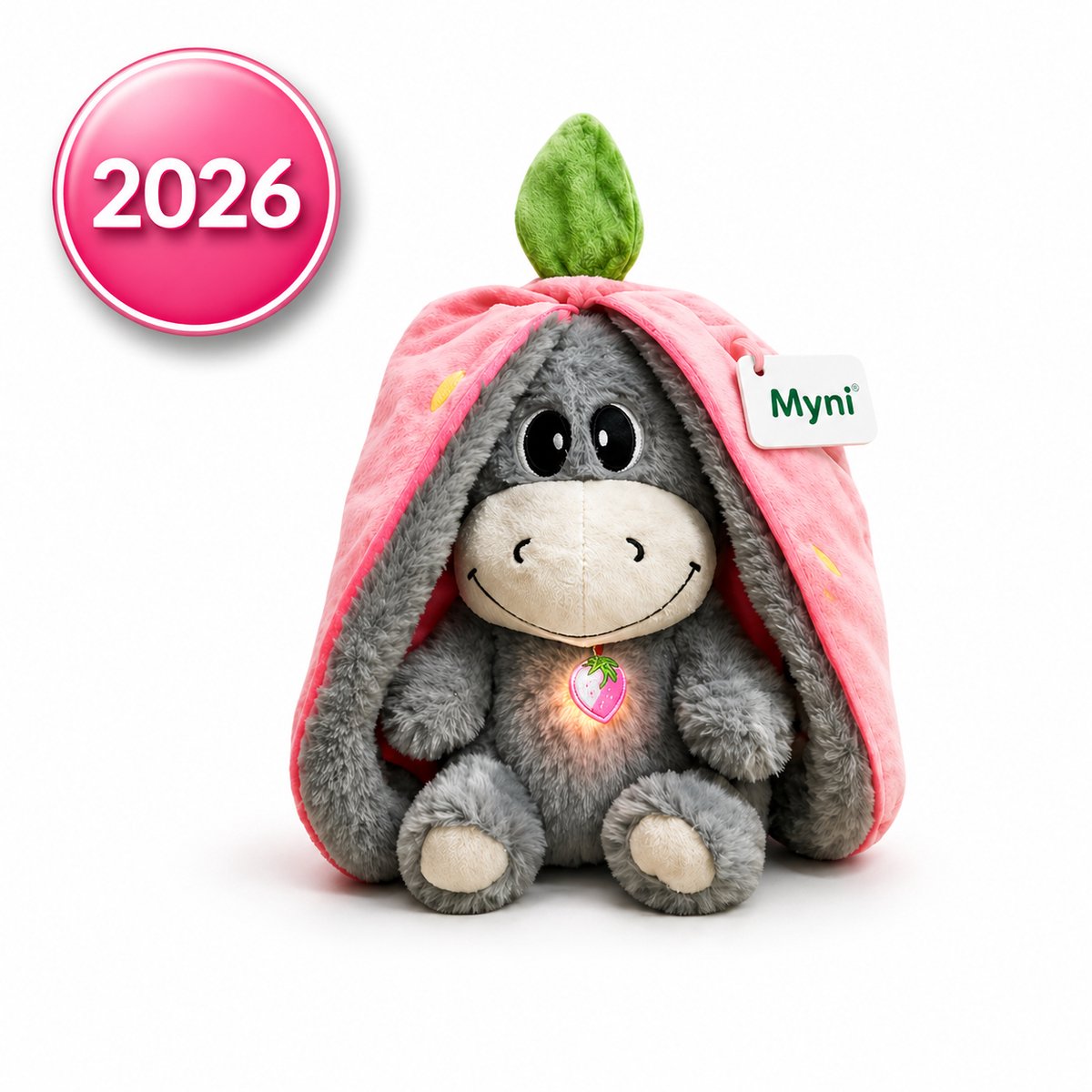 Myni® Ezel Knuffel - Ademende Ezel - Breathing Ezel - Met Hartslag - Ademhaling - Exclusief batterijen