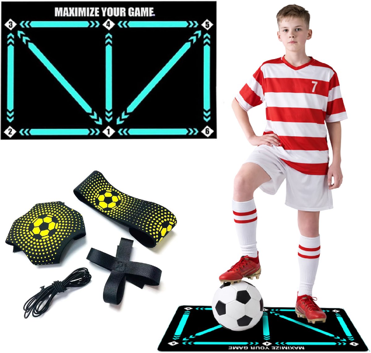 GoGoodies® Voetbal Trainingsmat – Dribbelmat & Voetbaltrainer – 90x60 cm – Anti-slip – Incl. Traptrainer & Draagtas – Met Trainingsvideo
