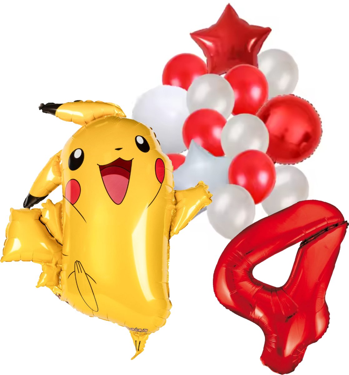 Pokemon ballon set - 62x78cm - Folie Ballon - Pokemon - Pikachu - Themafeest - 4 jaar - Verjaardag - Ballonnen - Versiering - Helium ballon