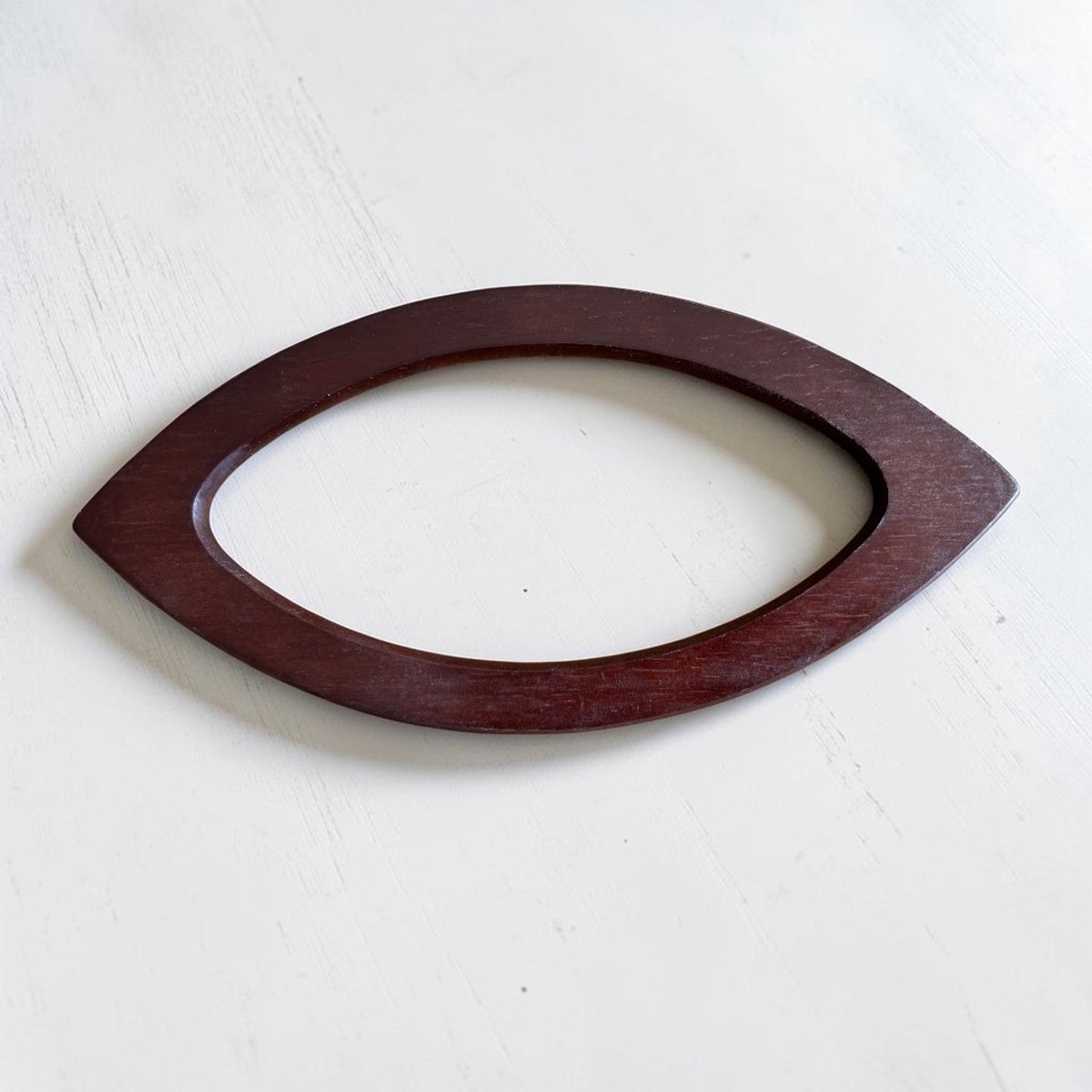Houten Tashandvat Ovaal – Donkerbruin - 20 × 9 cm – Set van 2 (Per Paar) – Voor Macramé & Tassen