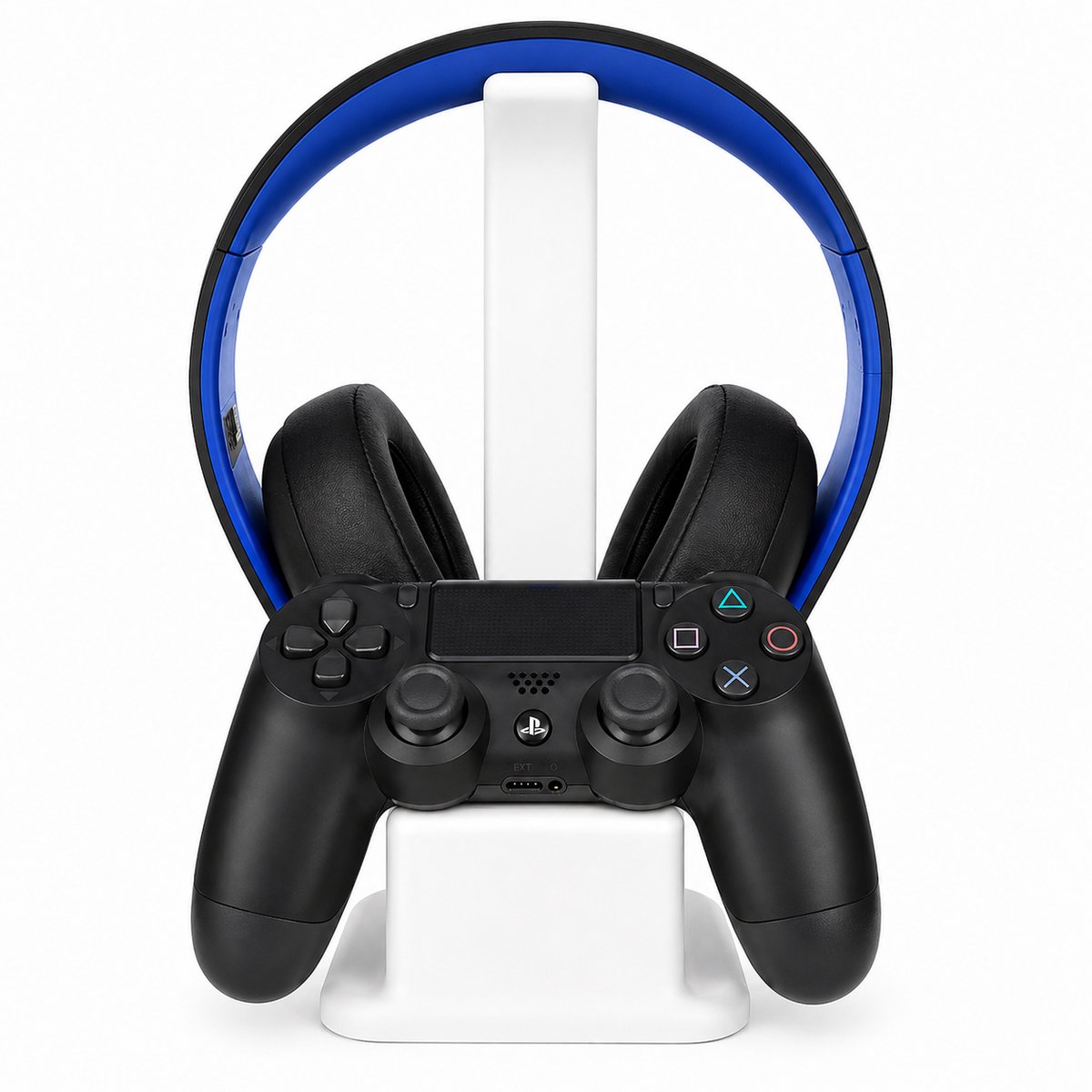 PS4 Headset Standaard En Controller Houder - Gaming Headset Houder Met Controller Stand - Playstation 4 En PS5 Bureau Organizer - Headphone Stand Gaming Setup - Compact En Ruimtebesparend - Stevig Design - Zwart