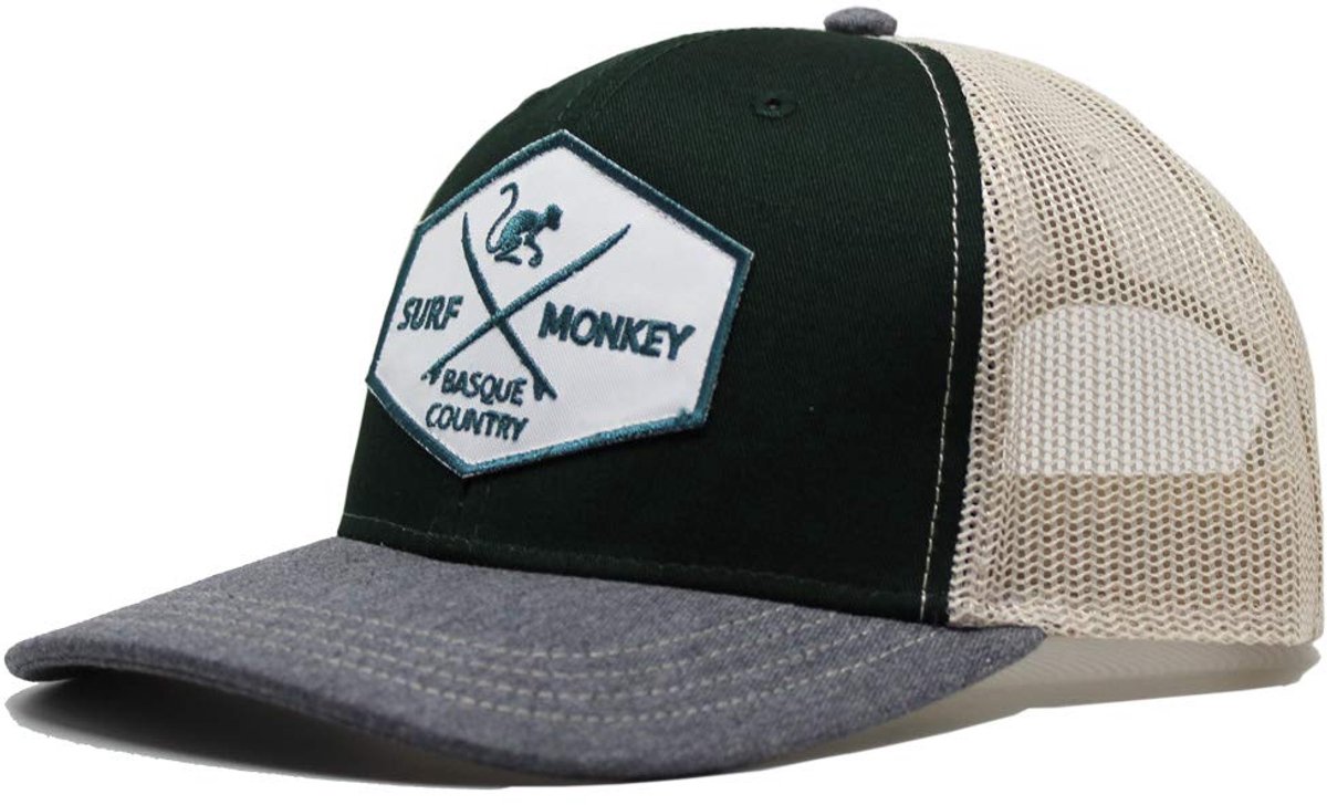 Surf Monkey - Trucker Cap - 6 Panel - One Size - Snapback - Beige groen