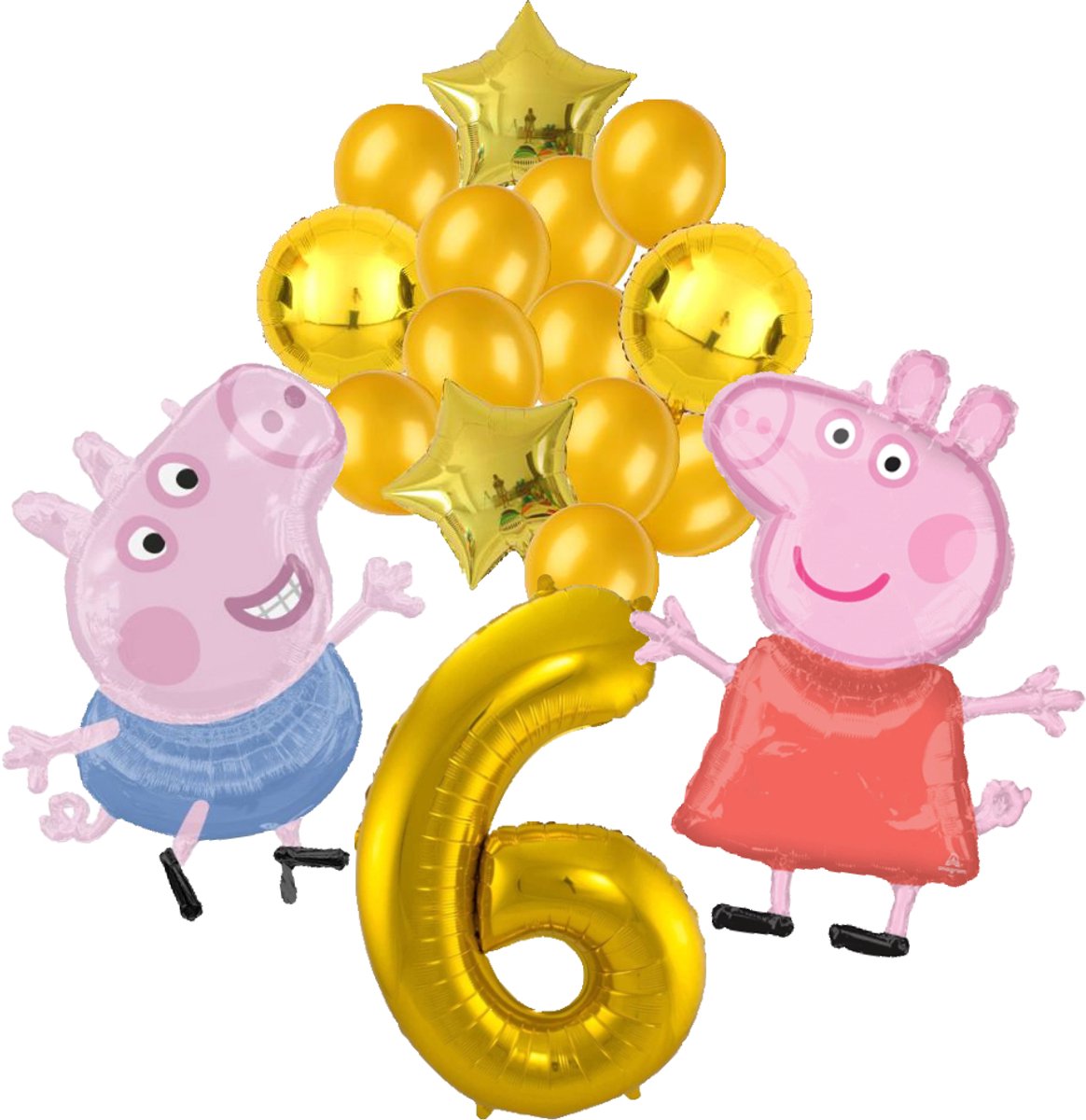 Peppa Pig en George Pig ballon set - 63x81cm - Folie Ballon - Peppa Big - George Big - Themafeest - 6 jaar - Verjaardag - Ballonnen - Versiering - Helium ballon