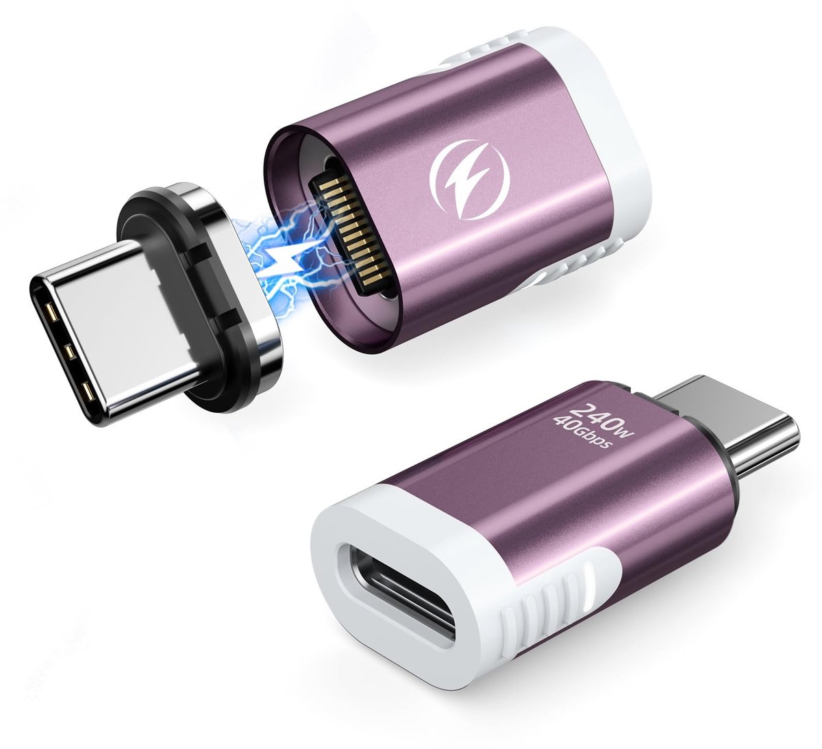 NTHProducts - USB C Magnetische Adapter - 240W Super Fast Charging - Roze - 40Gbps 8K Video - Geschikt voor MacBook, iPhone, PS5, Steam Deck
