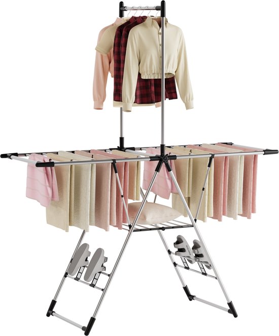 Woning Decor® Wasrek Inklapbaar – 35 meter Drooglengte - Extra Groot - RVS Droogrek - Stevig en Ruimtebesparend – Voor Binnen en Buiten - Droogrek Inklapbaar