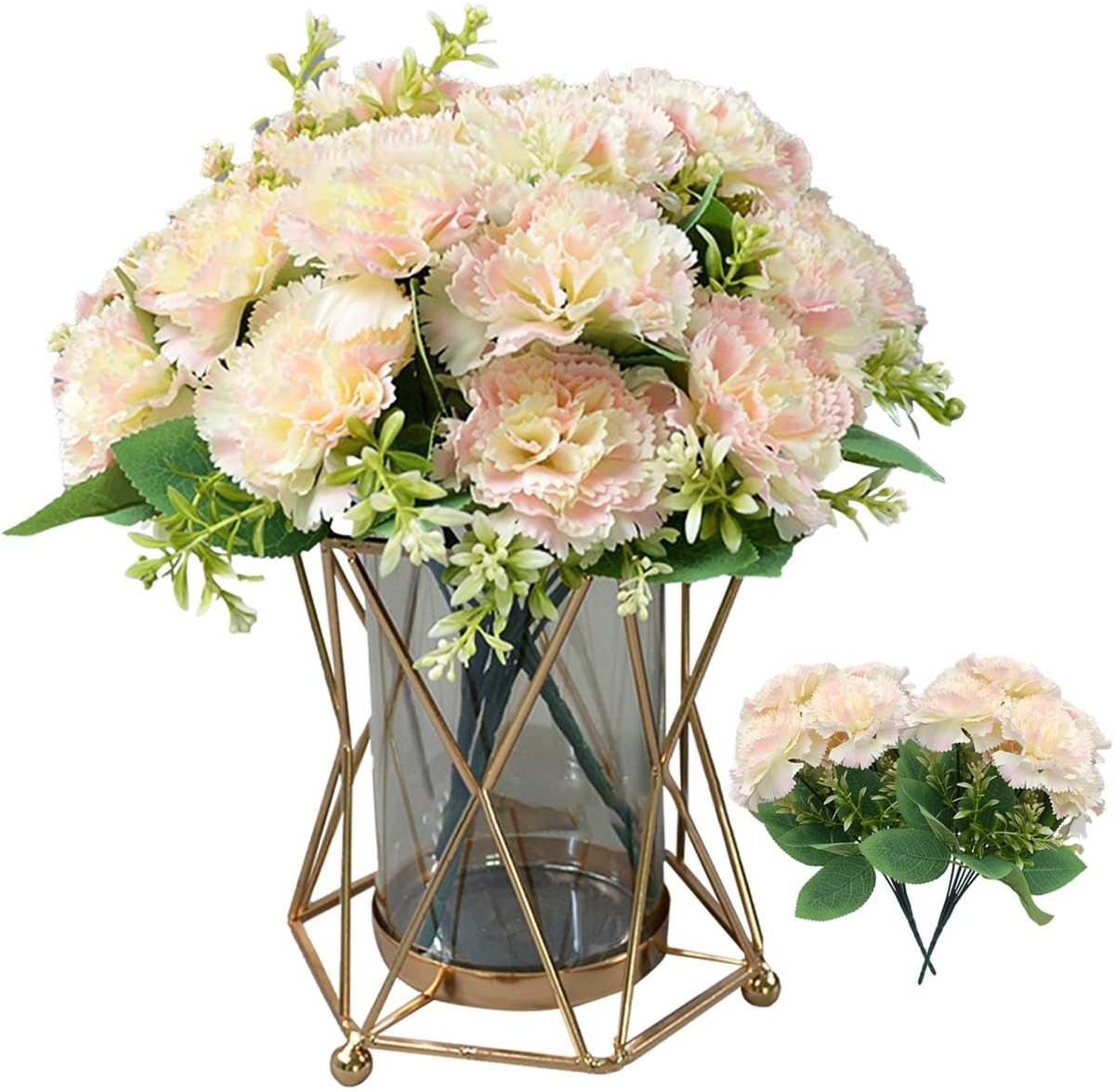 NTHProducts - Kunstbloemen - Perfect voor Binnen en Buiten - 29 cm - Champagnekleur - Decoratie voor Huis en Begraafplaats - Set van 2