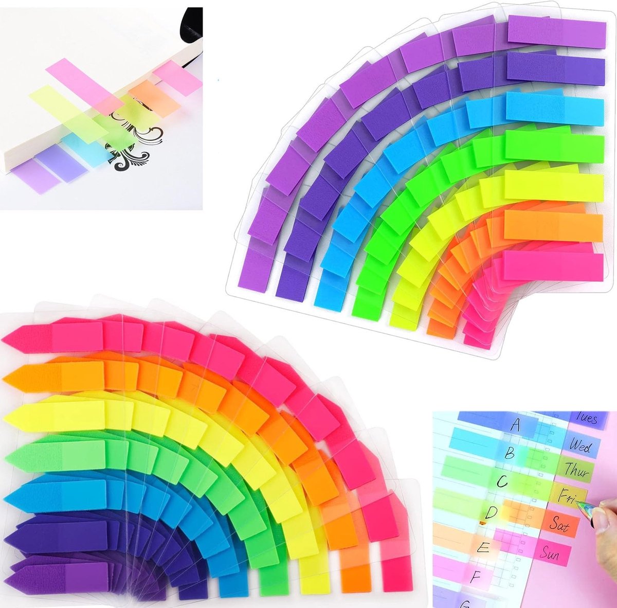 NTHProducts - Side Markers - Sticky Notes - Zelfklevende Pagina Markers - Neonkleuren - Herpositioneerbaar - Perfect voor Bookmarking - 280 Stickers