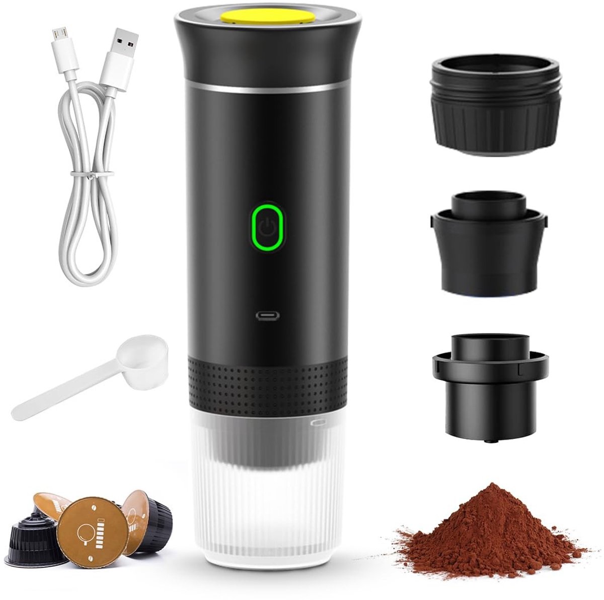 NTHProducts - Portable Koffiemachine - Elektrische Espresso Machine - Handig en Draagbaar - Mini Capsule Koffiemaker - Voor Thuis en Onderweg - Geschik...