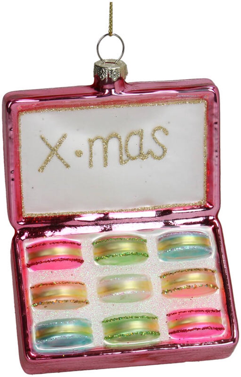 HD Collection Kerst Ornament Macarons Glas Multi 10,2cm