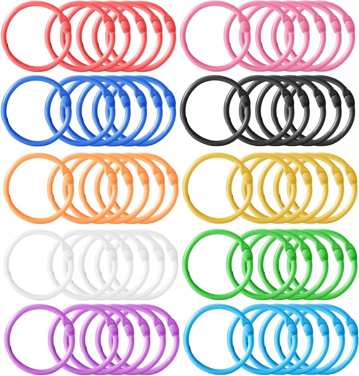 Kleurige Boekringen Set van 60 Stuks, 30 mm Buitendiameter, Ideaal voor Scrapbooking, Fotoalbums en Creatieve Projecten