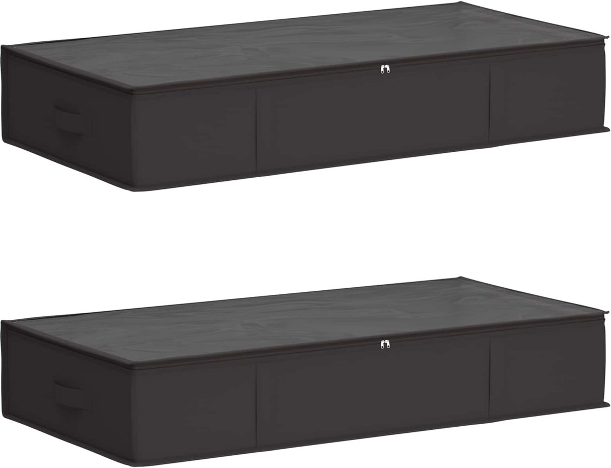 vidaXL - Opbergdoos - met - transparant - bovenraam - 2 - pcs - Antracietkleurig
