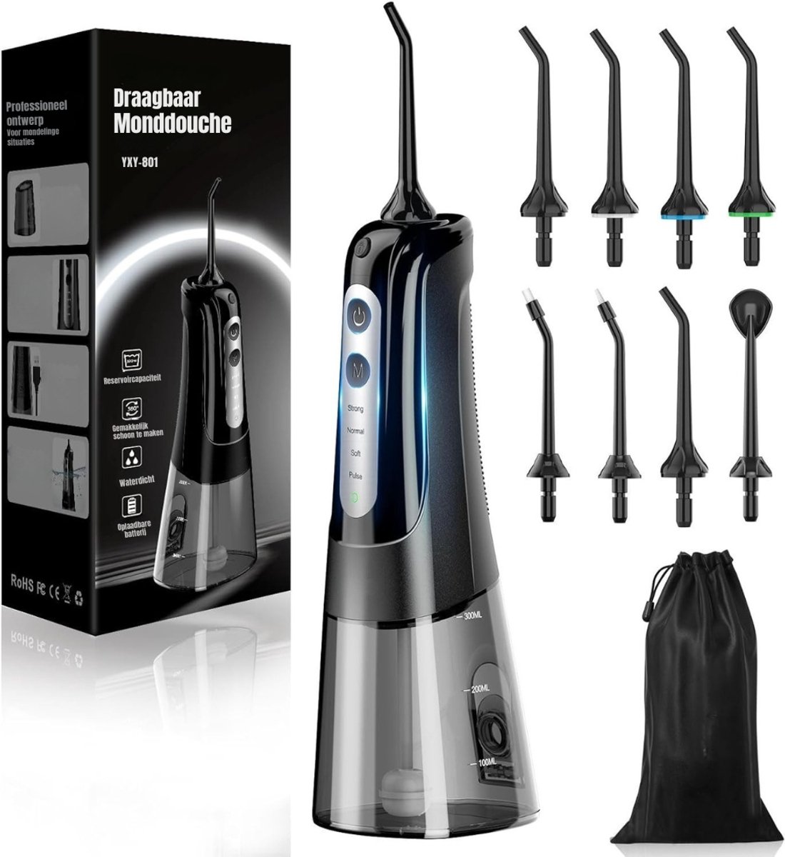 RUX® Monddouche - Waterflosser - Monddouche Waterflosser - Zwart - 24cm x 9cm x 8cm