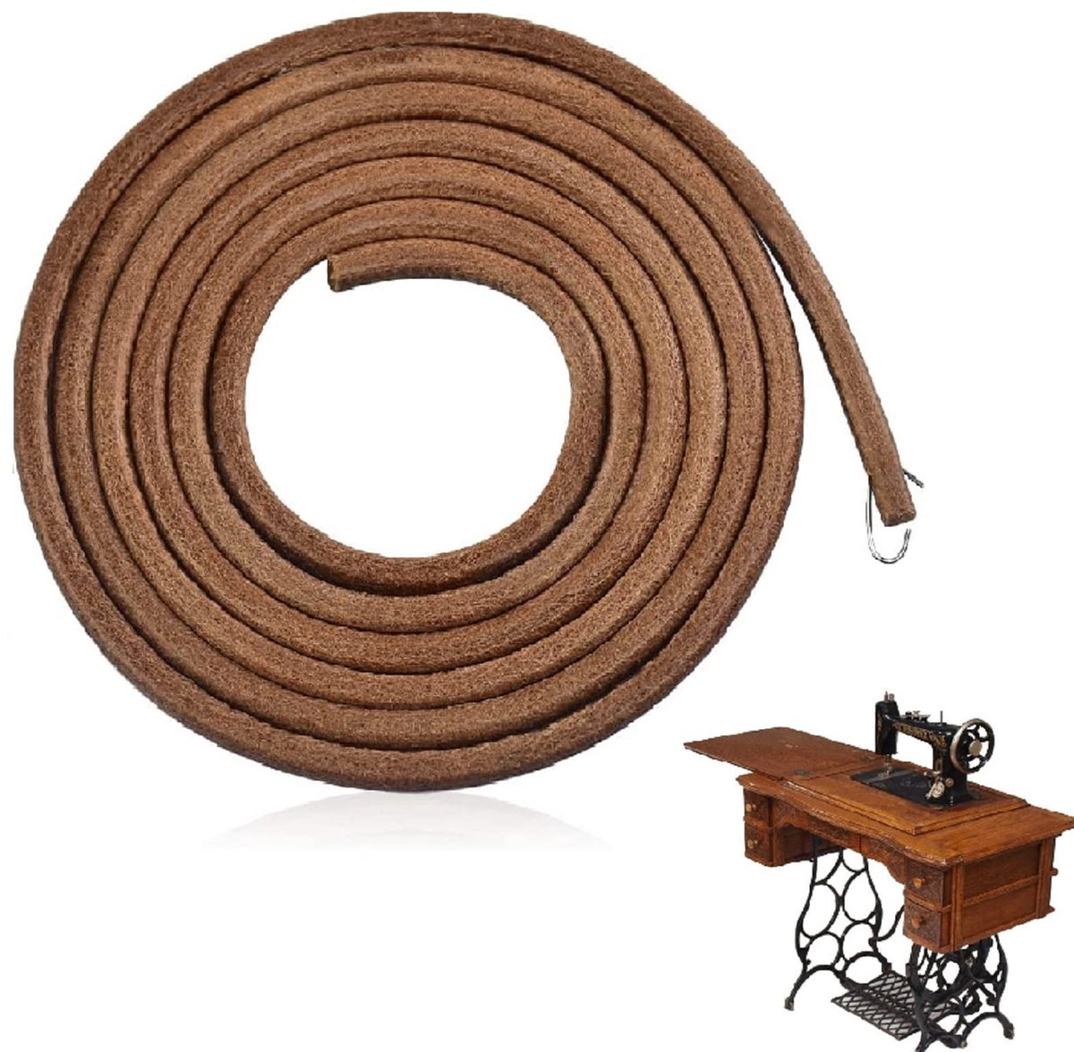 MTTProducts - Naaimachine Riem - Leer Riem Naai Machine - Vintage Stijl - Ø5mm - Ronde Aandrijving - 1.83m - Geschikt voor Thuisgebruik - 1 stuk
