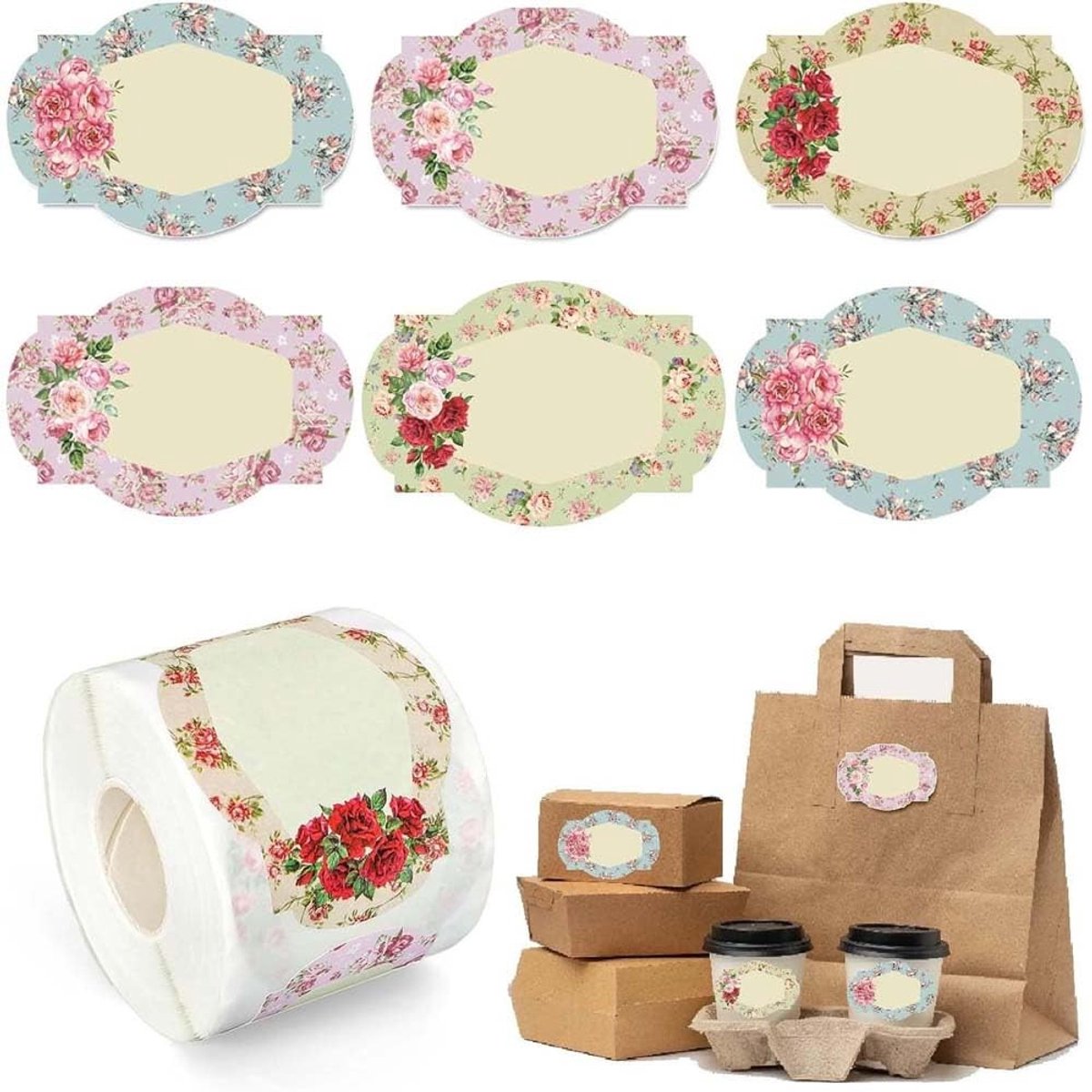 NTHProducts - Vintage Flower Jar Labels - Stickers voor Potten - 250 Stuks - Wit - Handgemaakte Labels voor Jars - Decoratie voor Keuken - Vintage Stijl