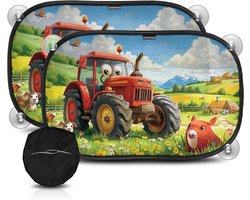 PromoHome Zonnescherm met UV-bescherming voor baby's in de auto - 51 x 31 cm - Tractor ontwerp - 2 stuks