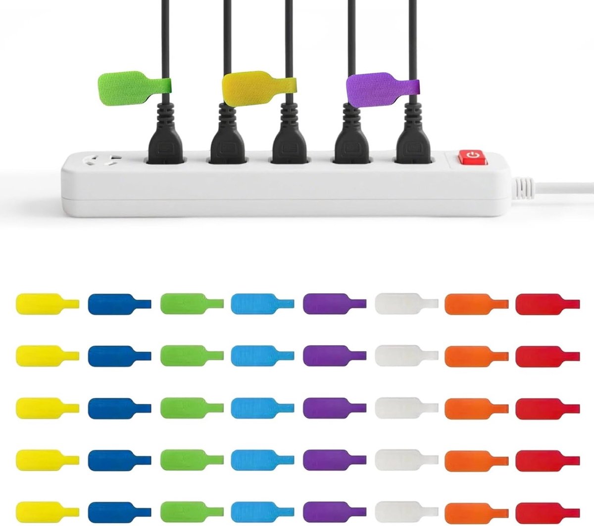 40 Stuks Herbruikbare Nylon Kabeltags, Multikleur Kabelmarkering, Schrijfbare Labels voor Identificatie van Kabels en Draden