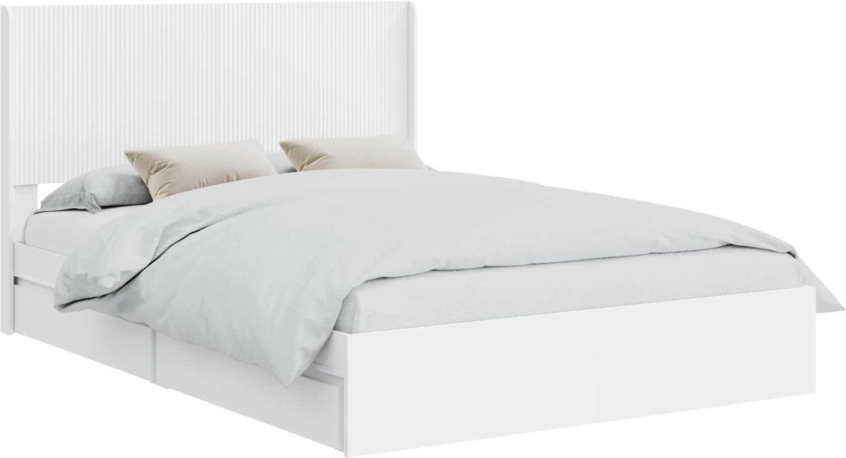 vidaXL - Bedframe - met - opbergruimte - en - hoofdbord - 2 - st - Bewerkt - hout