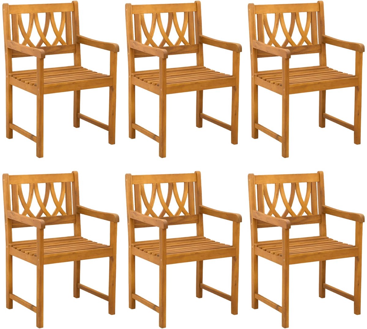 vidaXL - Tuinstoelen - 6 - pcs - Naturel - Massief - Acacia - Hout