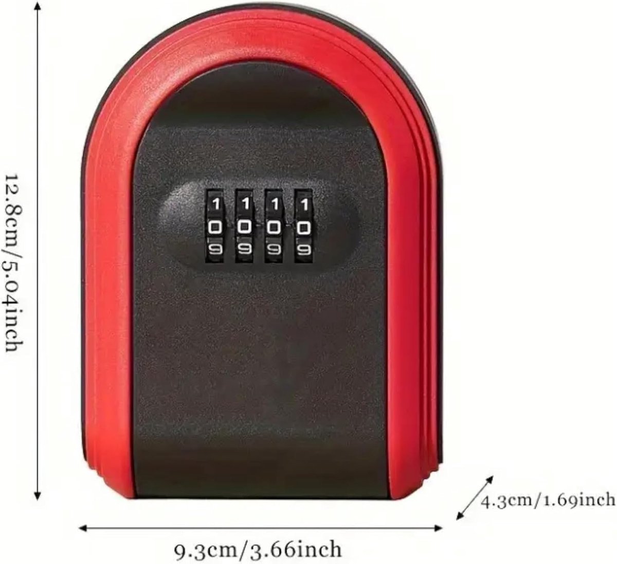 2pcs Sleutelkast met cijferslot, afsluitbare sleuteldoos, cijferslot, sleutelopslag, kunststof, rood