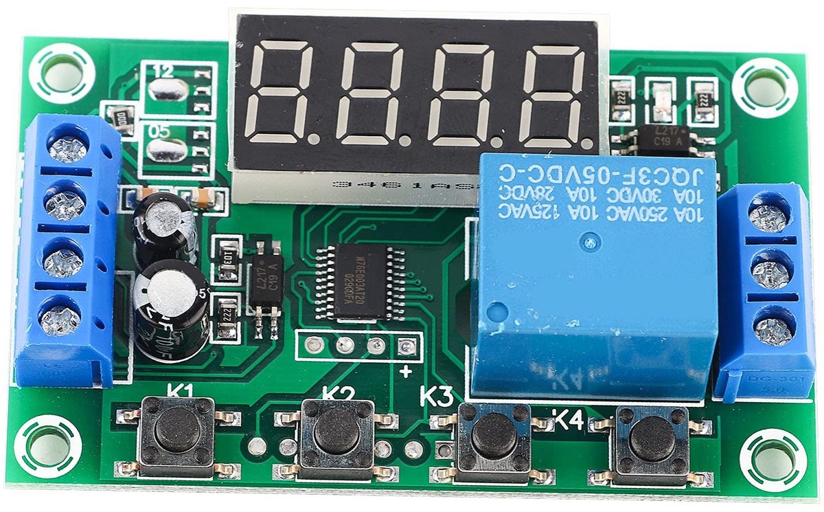 Shopcentral - Delay Relay Module - Timer Relay - Automatisering voor Thuis - Wit - LED Display - 5V, 12V, 24V - Geschikt voor Elektronische Toepassinge..