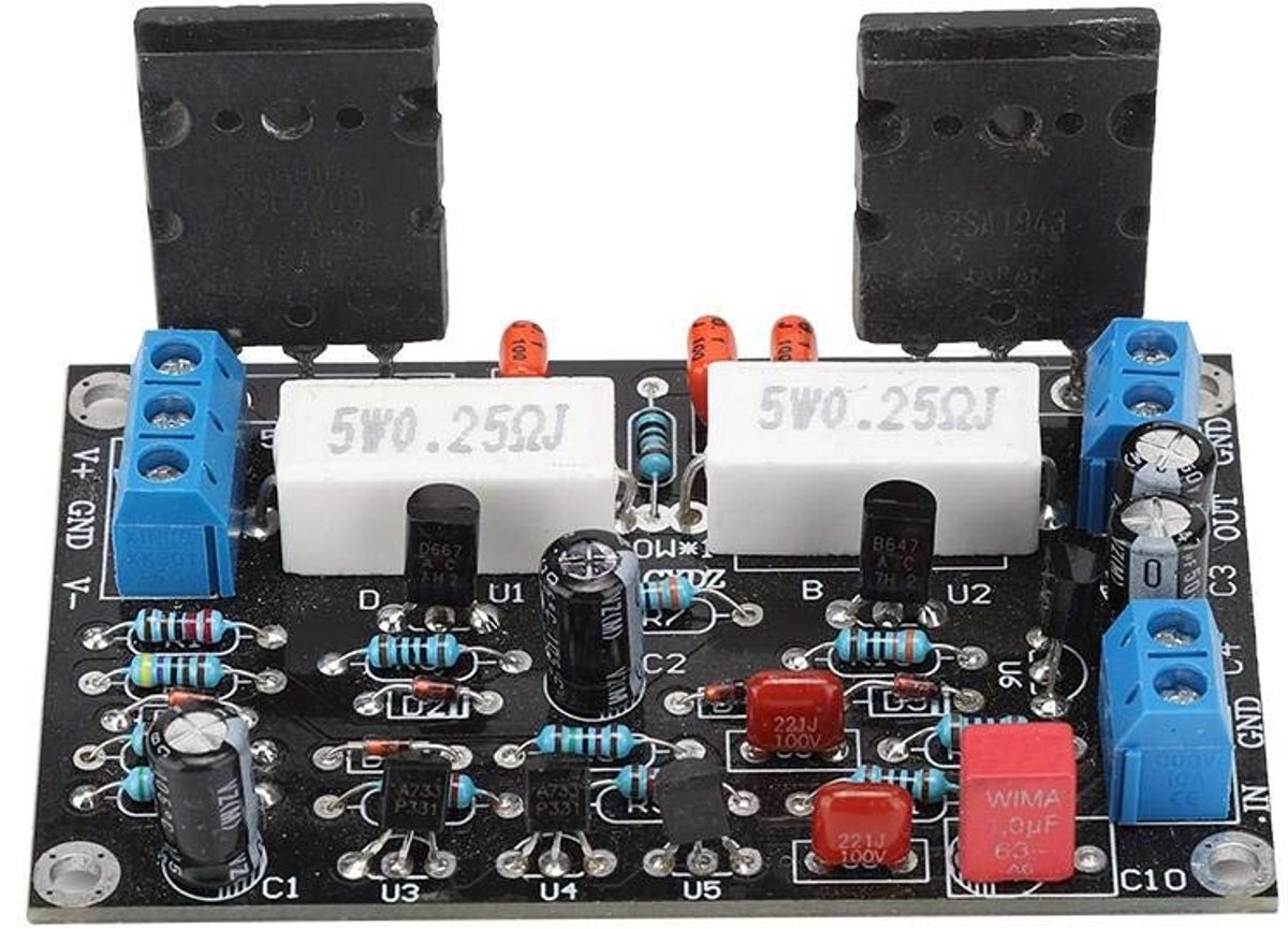 Shopcentral - 2SC5200 + 2SA1943 - Digitale audio versterker - 100W - Stereo - Krachtige geluidskwaliteit - Geschikt voor audiofielen - Universeel model
