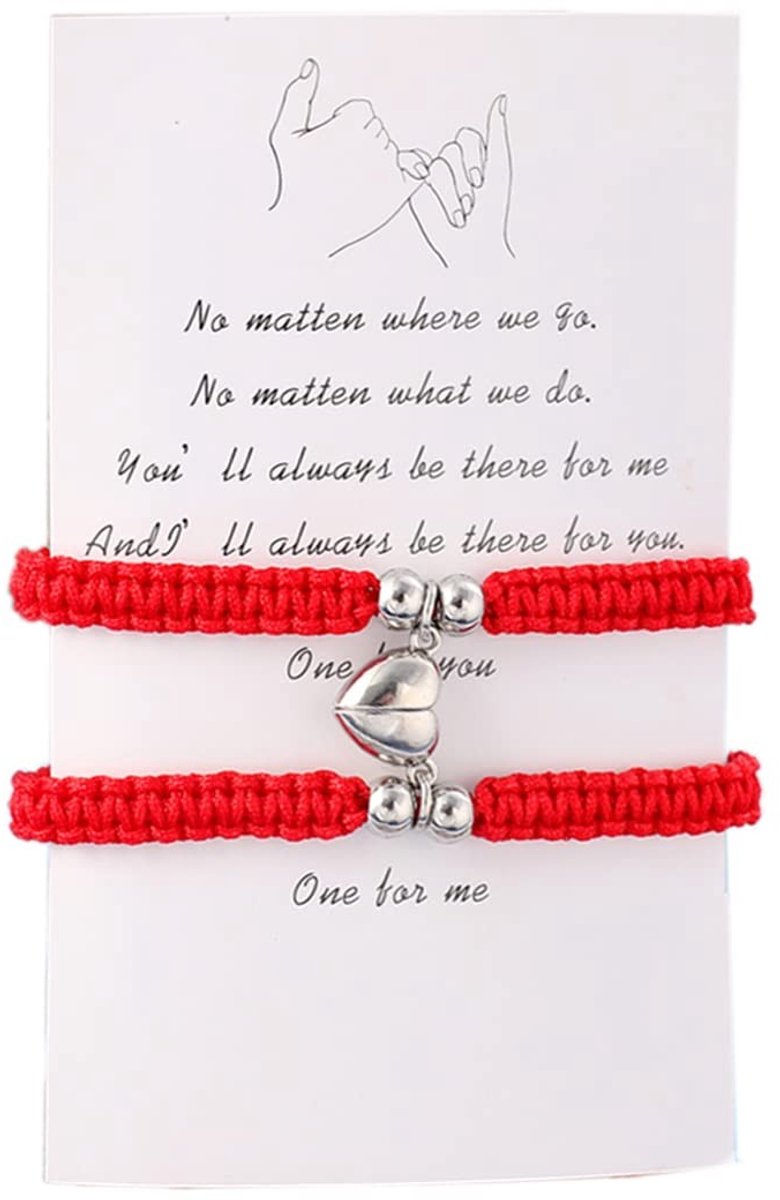 Allecto - Magneetarmband voor koppels - Wederzijdse aantrekkingskracht - Perfect cadeau voor hem of haar - Rood - Liefdesbedelarmbanden - Sieraden ...