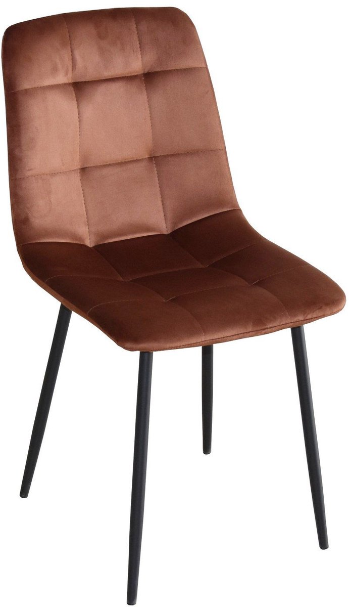 Eetkamerstoel S270 koper velvet – zwart metaal