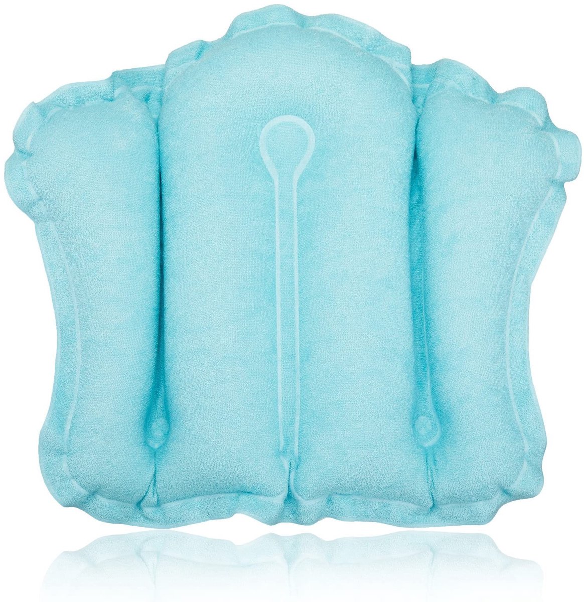 Allecto - Opblaasbaar badkussen - Neksteun voor bad - Zacht en comfortabel - Blauw - Ondersteuning voor ontspanning - Geschikt voor alle badkuipen ...