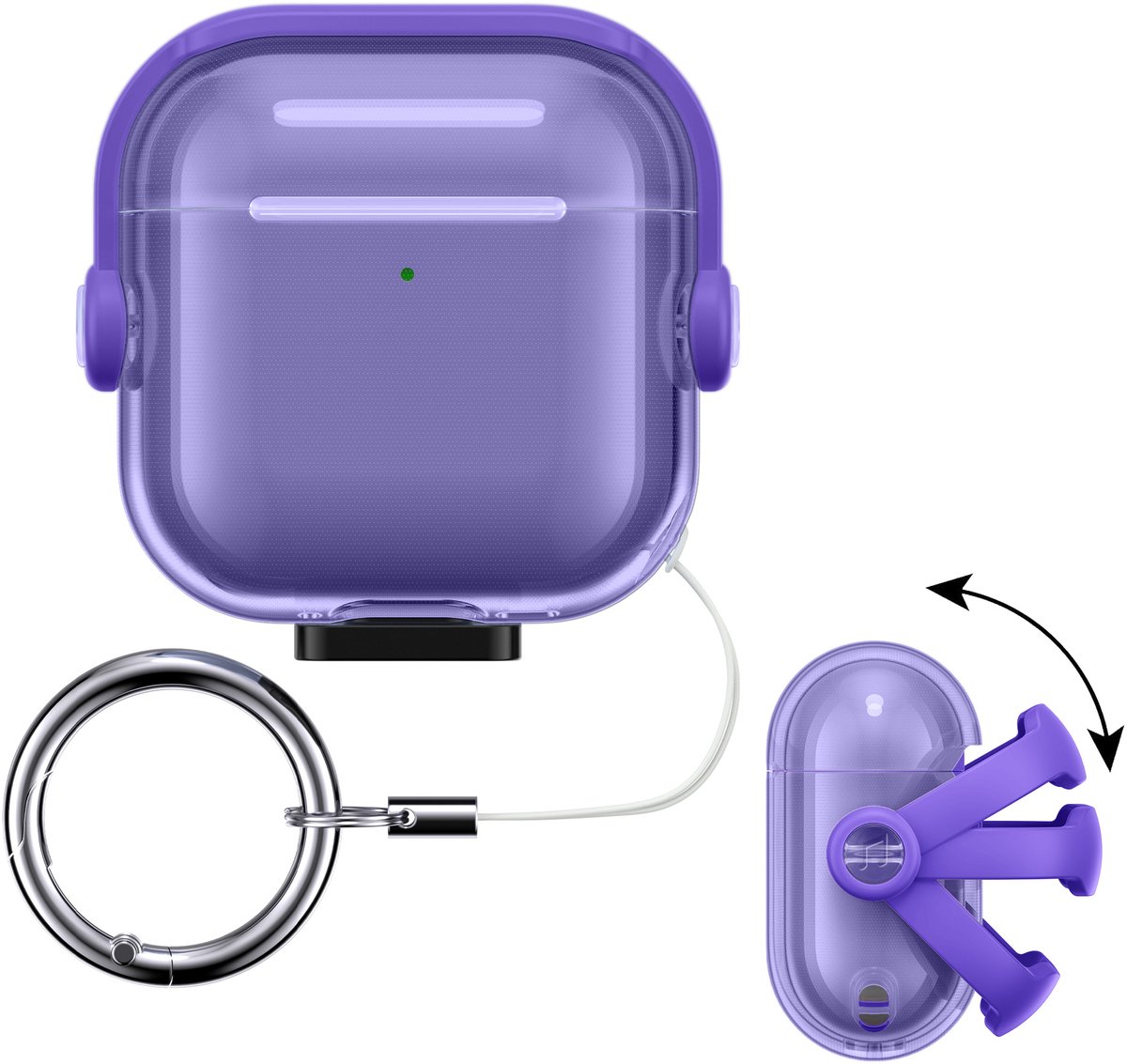 kwmobile transparante koptelefoonhoes voor Apple Airpods 4 - Hoesje van TPU met veiligheidssluiting - lavendel / transparant