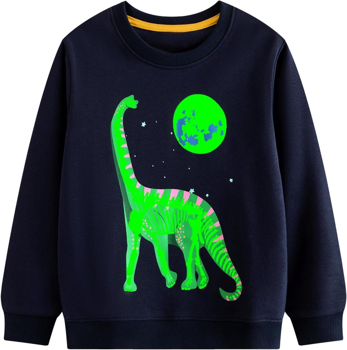 Luminous Dinosaur Print Sweatshirt voor Jongens van 2-7 Jaar | Katoenen Casual Pullover met Lange Mouwen voor Kinderen